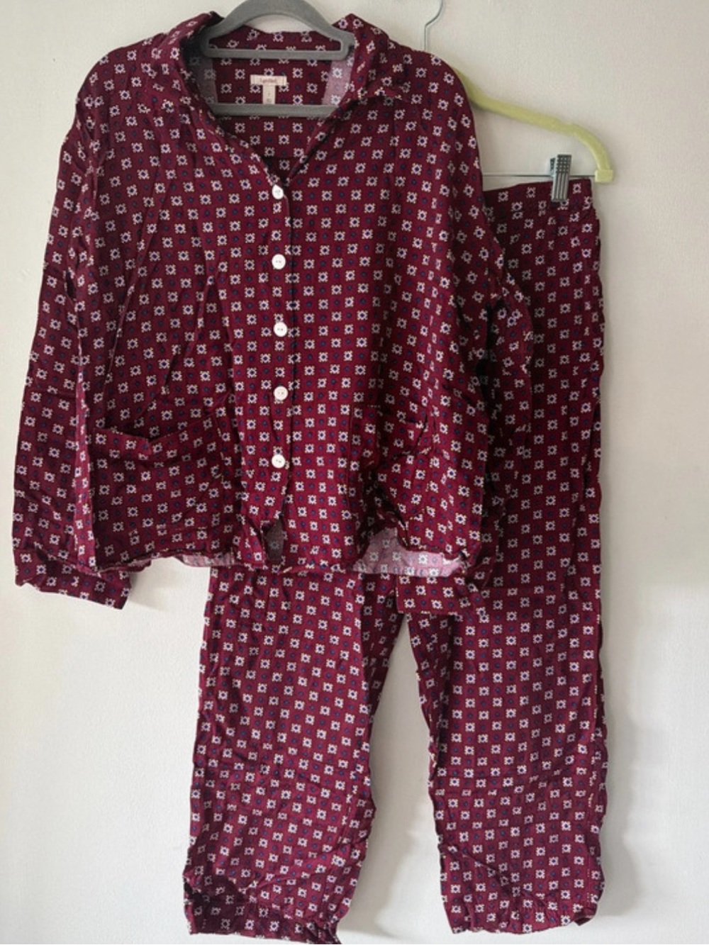Anthropologie Burgundy Printed Women’s Pajama Set
